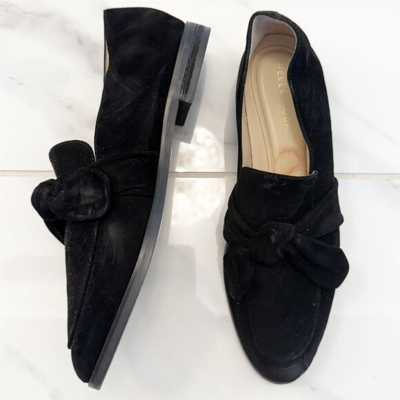 PELLE MODA Fares Flat Suede Bow Loafer in Black 7.5M - Picture 2 of 10